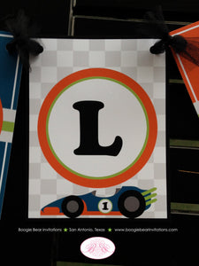 Race Car Name Birthday Party Banner Retro Orange Green Blue Black Racing Boy 1st 2nd 3rd 4th 5th 6th 7th Boogie Bear Invitations Dale Theme