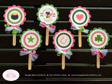 Load image into Gallery viewer, Lucky Charms Party Cupcake Toppers 1st Birthday St. Patrick&#39;s Day Bow Star Pot of Gold Clover Shamrock Boogie Bear Invitations Eileen Theme