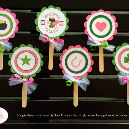 Lucky Charms Party Cupcake Toppers 1st Birthday St. Patrick's Day Bow Star Pot of Gold Clover Shamrock Boogie Bear Invitations Eileen Theme