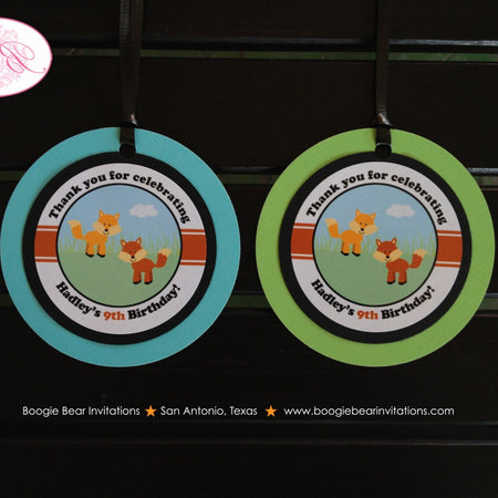 Woodland Fox Birthday Party Favor Tags Forest Animals Orange Blue Boy Girl What Does The Fox Say Picnic Boogie Bear Invitations Hadley Theme