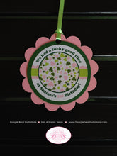 Load image into Gallery viewer, Pink Shamrock Birthday Party Favor Tags Lucky Charm St. Patrick&#39;s Green 4 Leaf Clover Garden Holiday Boogie Bear Invitations Shauna Theme