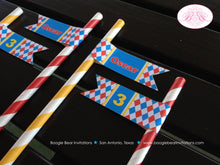 Load image into Gallery viewer, Circus Animals Birthday Party Straws Paper Pennant Girl Boy Wild Zoo Red Blue Yellow Big Top Elephant Boogie Bear Invitations Oscar Theme