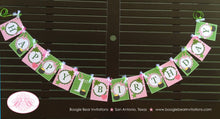 Load image into Gallery viewer, Lucky Charm Happy Birthday Banner Girl St. Patrick&#39;s Day Pink Party Green Clover Shamrock Heart Star Boogie Bear Invitations Eileen Theme