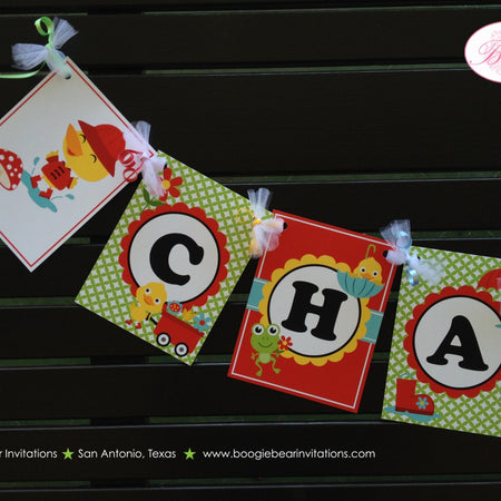 Frog Duck Spring Birthday Party Banner Name Garden Grow Red Wagon Green Boy Girl 1st 2nd 3rd 4th 5th Boogie Bear Invitations Charlie Theme