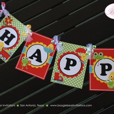 Frog Duck Happy Birthday Party Banner Spring Flower Garden Gardening Grow Kid Red Wagon Green Boy Girl Boogie Bear Invitations Charlie Theme