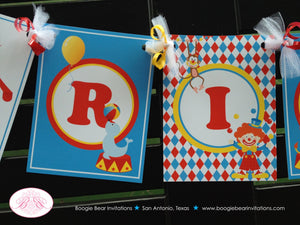 Circus Animals Birthday Party Banner Happy Step Right Up Lion Big Top Showman 3 Ring Carnival Boy Girl Boogie Bear Invitations Oscar Theme