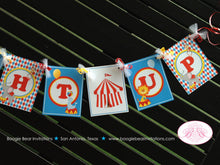 Load image into Gallery viewer, Circus Animals Birthday Party Banner Happy Step Right Up Lion Big Top Showman 3 Ring Carnival Boy Girl Boogie Bear Invitations Oscar Theme