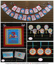Load image into Gallery viewer, Circus Birthday Party Package Boy Girl Lion Clown Seal Monkey Tiger Elephant Big Top Harlequin Zoo Show Boogie Bear Invitations Oscar Theme