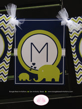 Load image into Gallery viewer, Blue Elephant Welcome Baby Shower Banner Party Boy Lime Green Heart Navy Blue Chevron Little Retro Wild Boogie Bear Invitations Sloane Theme