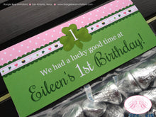 Load image into Gallery viewer, Lucky Charm Birthday Party Treat Bag Toppers Folded Favor Label Pink Girl Green Shamrock Clover Spring Boogie Bear Invitations Eileen Theme