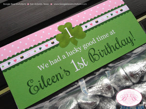 Lucky Charm Birthday Party Treat Bag Toppers Folded Favor Label Pink Girl Green Shamrock Clover Spring Boogie Bear Invitations Eileen Theme