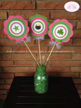 Load image into Gallery viewer, Lucky Charm Birthday Party Centerpiece Set Pink St. Patrick&#39;s Day Green Shamrock 4 Leaf Clover Display Boogie Bear Invitations Eileen Theme