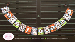 Grizzly Bear Happy Birthday Party Banner Forest Orange Brown Boy Girl Camping Hiking Kodiak Wild Zoo Boogie Bear Invitations Nico Theme