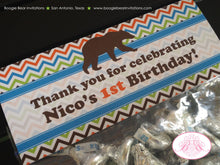 Load image into Gallery viewer, Grizzly Bear Birthday Party Treat Bag Toppers Folded Favor Roar Paw Print Camping Kodiak Boogie Bear Invitations Nico Theme