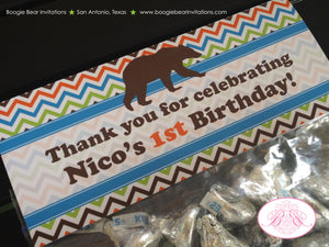 Grizzly Bear Birthday Party Treat Bag Toppers Folded Favor Roar Paw Print Camping Kodiak Boogie Bear Invitations Nico Theme