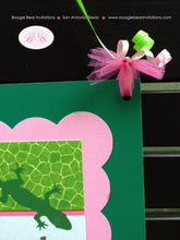Load image into Gallery viewer, Pink Rainforest Party Door Banner Birthday Monkey Snake Parrot Lizard Reptile Rain Forest Zoo Green Boogie Bear Invitations Sophia Theme