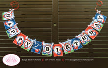 Load image into Gallery viewer, 4th Of July Owl Happy Birthday Banner Party Girl Boy Outdoor Patriotic Flag Fireworks Red White Blue Boogie Bear Invitations Blakeley Theme
