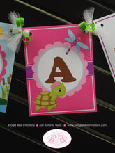 Load image into Gallery viewer, Fishing Girl Name Birthday Party Banner Lake Pink Purple Boating Dock Frog Butterfly Swimming Swim Summer Boogie Bear Invitations Vada Theme