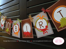 Load image into Gallery viewer, Dinosaur Happy Birthday Party Banner Red Green Orange Brown Prehistoric Stomp Jurassic Scary Boy Girl Boogie Bear Invitations Michael Theme