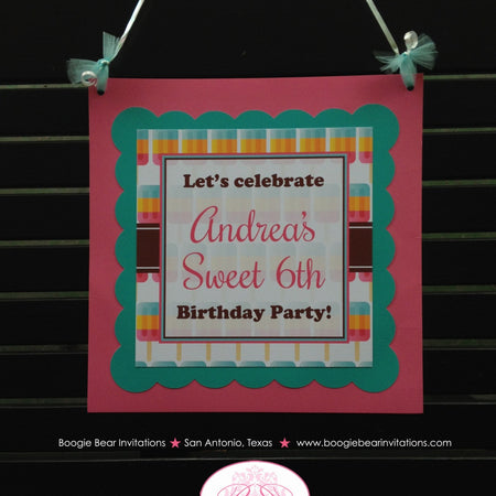 Pink Popsicle Happy Birthday Door Banner Ice Cream Summer Girl Sweet Orange Pop Frozen Celebrate Retro Boogie Bear Invitations Andrea Theme