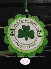 Load image into Gallery viewer, St. Patrick&#39;s Shamrock Favor Tags Birthday Party Girl Boy Happy Day Green Clover Lucky Spring Holiday Boogie Bear Invitations Darcy Theme