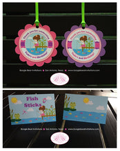 Load image into Gallery viewer, Pink Fishing Girl Birthday Party Package Turtle Fish Swim Hole Summer Purple Butterfly Dragonfly Swimming Boogie Bear Invitations Vada Theme