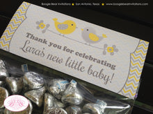 Load image into Gallery viewer, Yellow Grey Owl Baby Shower Treat Bag Toppers Folded Favor Woodland Animals Bird Tree Garden Boy Girl 1st Boogie Bear Invitations Lara Theme