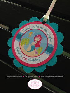 Mermaid Birthday Party Favor Tags Treat Bag Pool Girl Pink Blue Swim Swimming Ocean Splash Fish Beach Boogie Bear Invitations Cordelia Theme