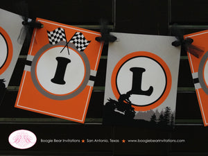 ATV 4 Wheel Birthday Party Name Banner Racing Orange Boy Girl 1st 2nd 3rd 4th 5th 6th 7th 8th 9th 10th Boogie Bear Invitations Silas Theme