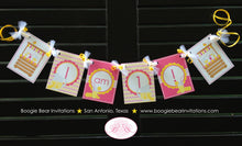 Load image into Gallery viewer, Pink Lemonade I am 1 Banner Highchair Birthday Party Yellow Sweet Lemon Drink Stand Chevron High Chair Boogie Bear Invitations Janine Theme