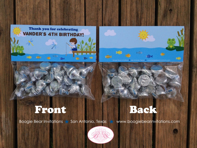 Fishing Boy Birthday Party Treat Bag Toppers Folded Tent Favor Gift Brown Blue River Ocean Lake Dock Boogie Bear Invitations Vander Theme