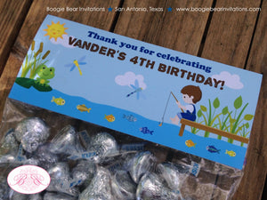 Fishing Boy Birthday Party Treat Bag Toppers Folded Tent Favor Gift Brown Blue River Ocean Lake Dock Boogie Bear Invitations Vander Theme