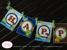 Load image into Gallery viewer, Fishing Boy Happy Birthday Party Banner Lake Blue Green Boating Dock Dragonfly Fish Ocean River Lake Boogie Bear Invitations Vander Theme