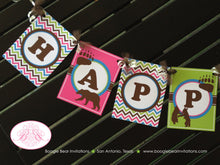 Load image into Gallery viewer, Pink Grizzly Bear Birthday Party Package Woodland Animals Girl Happy Door Banner Cupcake Toppers Favor Boogie Bear Invitations Nika Theme