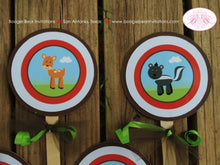 Load image into Gallery viewer, Woodland Animals Cupcake Toppers Birthday Party Fox Girl Boy Forest Creature Fox Bear Deer Skunk Racoon Boogie Bear Invitations Holden Theme