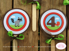 Load image into Gallery viewer, Woodland Animals Cupcake Toppers Birthday Party Fox Girl Boy Forest Creature Fox Bear Deer Skunk Racoon Boogie Bear Invitations Holden Theme