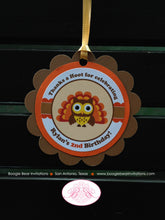 Load image into Gallery viewer, Thanksgiving Birthday Party Favor Tags Owl Girl Boy Happy Fall Turkey Orange Gobble Autumn Harvest Bird Boogie Bear Invitations Rylan Theme