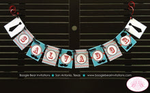 Load image into Gallery viewer, Mustache Birthday Party Banner Name Bash Chevron Boy Red Blue Black Little Man Retro Bow Neck Tie Hat Boogie Bear Invitations Salvador Theme