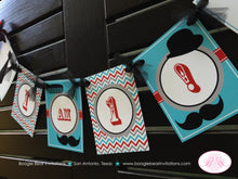 Load image into Gallery viewer, Mustache Bash Highchair I am 1 Banner Birthday Party Chevron Red Blue Boy Little Man 1st Hat Bow Tie Boogie Bear Invitations Salvador Theme