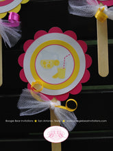 Load image into Gallery viewer, Pink Lemonade Birthday Party Cupcake Toppers Girl Yellow Stand Sweet Refreshing Drink Summer Picnic Set Boogie Bear Invitations Janine Theme