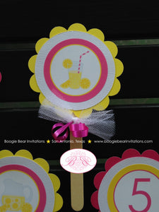 Pink Lemonade Birthday Party Cupcake Toppers Girl Yellow Stand Sweet Refreshing Drink Summer Picnic Set Boogie Bear Invitations Janine Theme