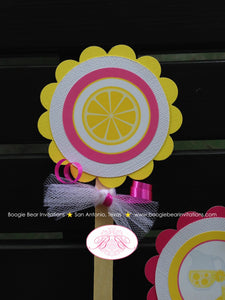 Pink Lemonade Birthday Party Cupcake Toppers Girl Yellow Stand Sweet Refreshing Drink Summer Picnic Set Boogie Bear Invitations Janine Theme