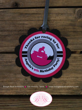 Load image into Gallery viewer, ATV Birthday Party Favor Tags 4 Wheeler Racing Quad Black Pink Grey Girl All Terrain Vehicle Race Track Boogie Bear Invitations Angela Theme