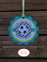 Load image into Gallery viewer, Soccer Birthday Party Favor Tags Game Lime Green Blue Foot Ball Sports Kick It Boy Girl Team Goal Keeper Boogie Bear Invitations Emery Theme