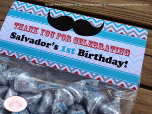 Mustache Birthday Party Treat Bag Toppers Folded Favor Red Blue Bash Chevron Boy Little Dashing Man Boogie Bear Invitations Salvador Theme