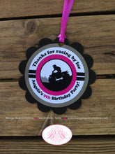 Load image into Gallery viewer, ATV Birthday Party Favor Tags 4 Wheeler Racing Quad Black Pink Grey Girl All Terrain Vehicle Race Track Boogie Bear Invitations Angela Theme