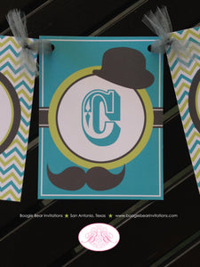 Mustache Bash Welcome Baby Shower Banner Boy Party Lime Green Blue Grey Ribbon Chevron Retro 1st 2nd 3rd Boogie Bear Invitations Remy Theme