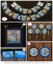 Load image into Gallery viewer, Blue Fishing Boy Birthday Party Package Hiking Turtle Swim Happy Banner Door Cupcake Toppers Favor Tag Boogie Bear Invitations Vander Theme
