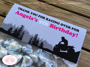 ATV Birthday Party Treat Bag Toppers Folded Favor Girl Pink All Terrain Vehicle Quad 4 Wheeler Boogie Bear Invitations Angela Theme Printed