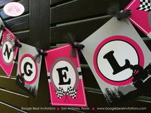 Load image into Gallery viewer, ATV 4 Wheel Birthday Party Name Banner Pink Quad All Terrain Vehicle 4 Wheeler Girl Racing Sports Track Boogie Bear Invitations Angela Theme